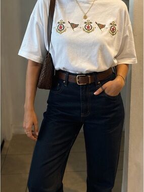 Vintage Nautical Embroidered White Tee ⚓️